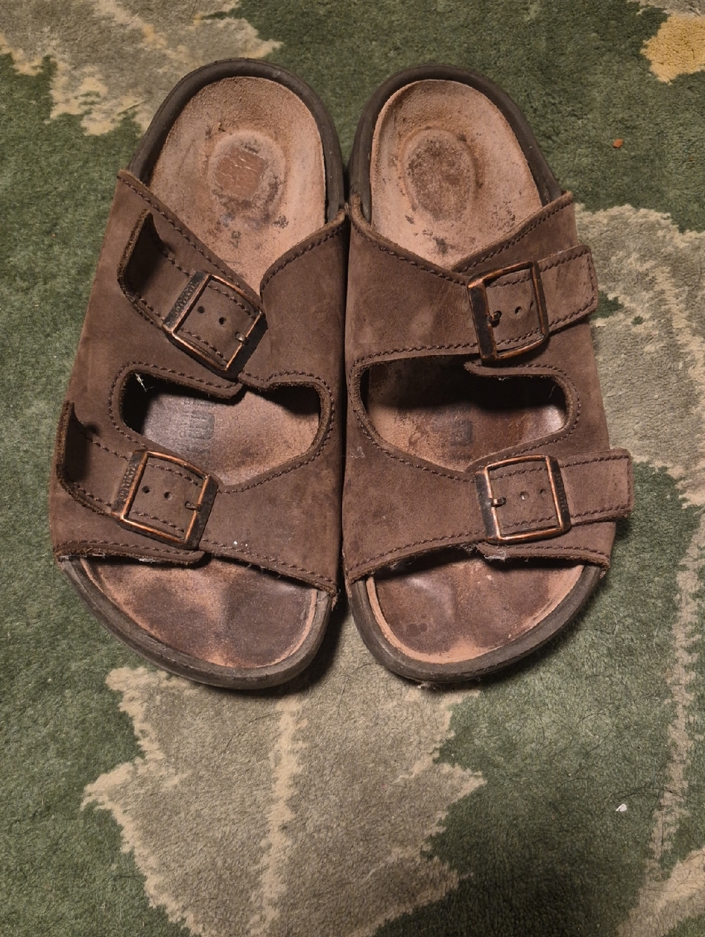 Birkenstock Brown Double-Buckle Suede Sandals